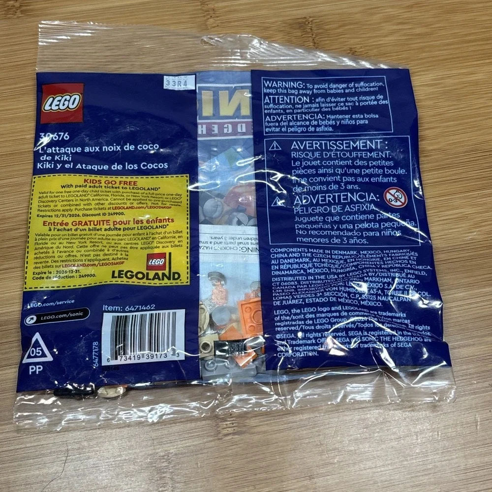 Lego Sonic the Hedgehog Kiki's Coconut Attack Polybag‎ Set 30676 New Sealed 2024